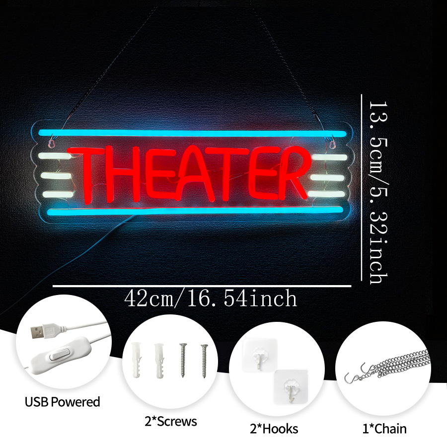 لافتة نيون للمسرح لتزيين الجدر - مراجعة Home Bar And Theater وسعره